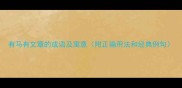 有马有文章的成语及寓意附正确用法和经典例句
