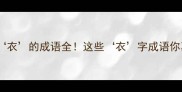 第二个字是衣的成语全这些衣字成语你真的会读吗