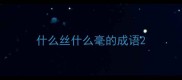 什么丝什么毫的成语