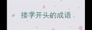 搂字开头的成语