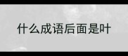 什么成语后面是叶