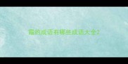 霜的成语有哪些成语大全