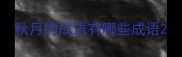 秋月的成语有哪些成语