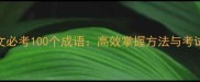 初二语文必考100个成语高效掌握方法与考试技巧全