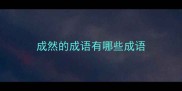 成然的成语有哪些成语