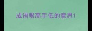 成语眼高手低的意思