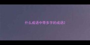 什么成语中带多字的成语