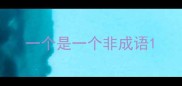 一个是一个非成语