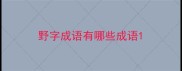 野字成语有哪些成语