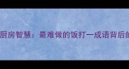 难以下咽厨房智慧最难做的饭打一成语背后的生活哲理