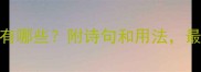 水天相接的成语有哪些附诗句和用法最后一个太惊艳了