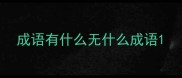 成语有什么无什么成语