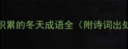 20个适合学生积累的冬天成语全附诗词出处与写作应用