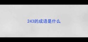 243的成语是什么