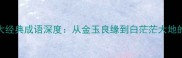 红楼梦十大经典成语深度从金玉良缘到白茫茫大地的文学密码