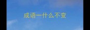 成语一什么不变