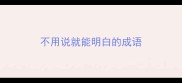 不用说就能明白的成语