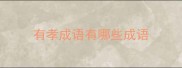 有孝成语有哪些成语