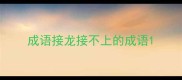 成语接龙接不上的成语