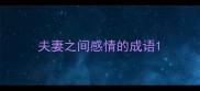 夫妻之间感情的成语