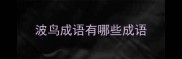 波鸟成语有哪些成语