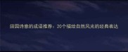 田园诗意的成语推荐20个描绘自然风光的经典表达