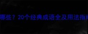 了了的成语有哪些20个经典成语全及用法指南附例句