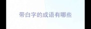 带白字的成语有哪些