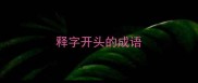 释字开头的成语