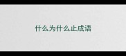 什么为什么止成语