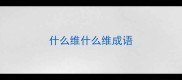 什么维什么维成语