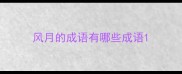 风月的成语有哪些成语