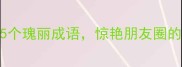 美到窒息15个瑰丽成语惊艳朋友圈的惊艳文案