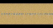 职场干货术有专攻才是硬道理3个高效学习法让你快速成为行业大牛