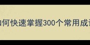 成语接龙技巧如何快速掌握300个常用成语及趣味学习指南