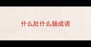 什么肚什么肠成语