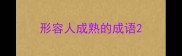 形容人成熟的成语