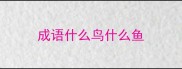 成语什么鸟什么鱼