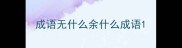 成语无什么余什么成语