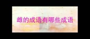 雌的成语有哪些成语