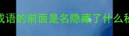 这些成语的前面是名隐藏了什么秘密