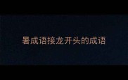 暑成语接龙开头的成语