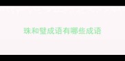珠和璧成语有哪些成语