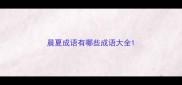 晨夏成语有哪些成语大全