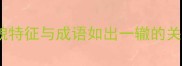 双胞胎外貌特征与成语如出一辙的关联性分析