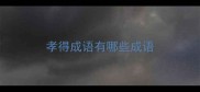 孝得成语有哪些成语