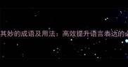 50个曲尽其妙的成语及用法高效提升语言表达的必备指南