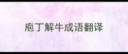 庖丁解牛成语翻译