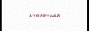 水很成语是什么成语