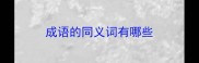 成语的同义词有哪些
